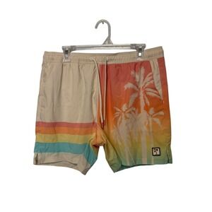 Marine Layer Swim Trunks Mens Large Beige Orange 4 Way Stretch Unlined Beach